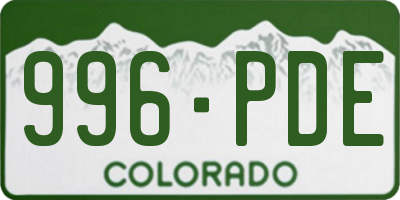 CO license plate 996PDE