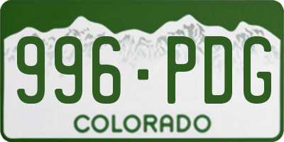 CO license plate 996PDG