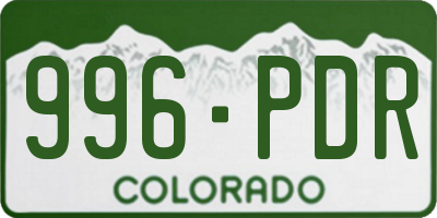 CO license plate 996PDR