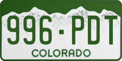 CO license plate 996PDT