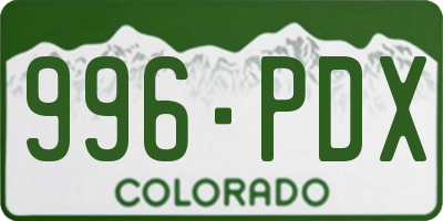 CO license plate 996PDX