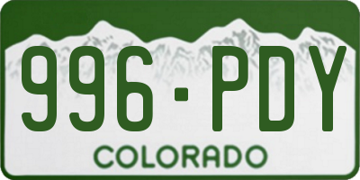 CO license plate 996PDY