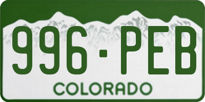 CO license plate 996PEB