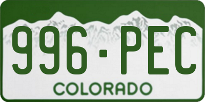 CO license plate 996PEC