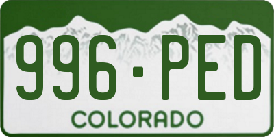 CO license plate 996PED