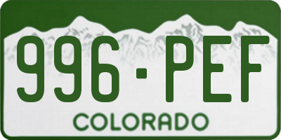 CO license plate 996PEF