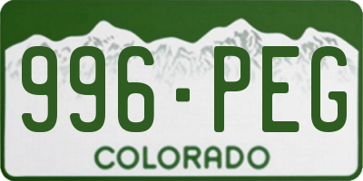 CO license plate 996PEG
