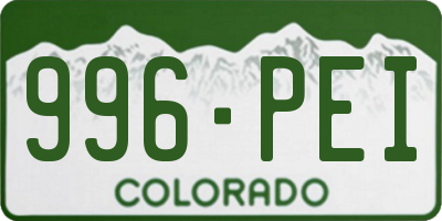 CO license plate 996PEI