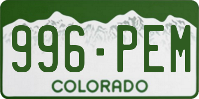CO license plate 996PEM