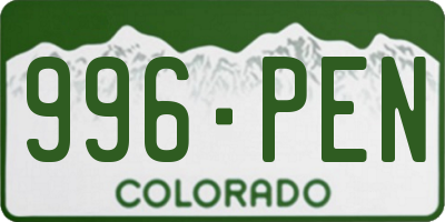 CO license plate 996PEN