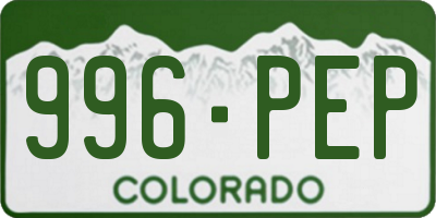 CO license plate 996PEP