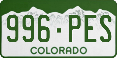CO license plate 996PES