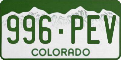 CO license plate 996PEV