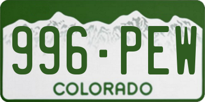 CO license plate 996PEW