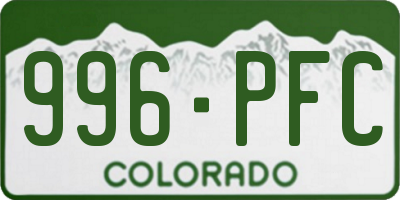 CO license plate 996PFC