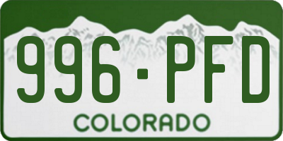 CO license plate 996PFD