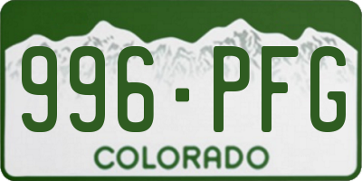 CO license plate 996PFG