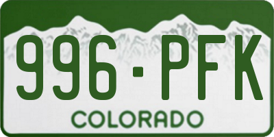 CO license plate 996PFK