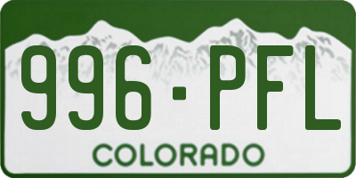 CO license plate 996PFL