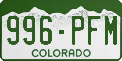 CO license plate 996PFM