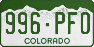 CO license plate 996PFO