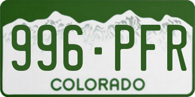 CO license plate 996PFR