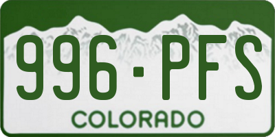 CO license plate 996PFS
