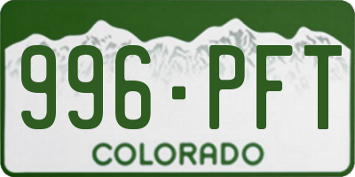 CO license plate 996PFT