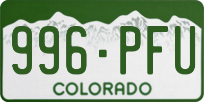 CO license plate 996PFU