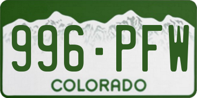 CO license plate 996PFW