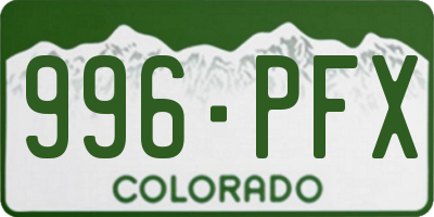 CO license plate 996PFX
