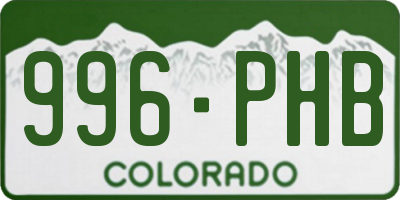 CO license plate 996PHB