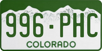 CO license plate 996PHC