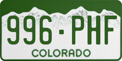 CO license plate 996PHF