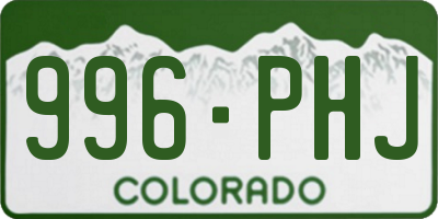 CO license plate 996PHJ