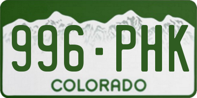 CO license plate 996PHK