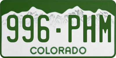 CO license plate 996PHM
