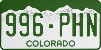 CO license plate 996PHN