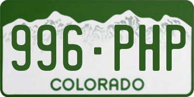 CO license plate 996PHP