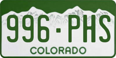 CO license plate 996PHS