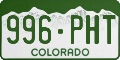 CO license plate 996PHT