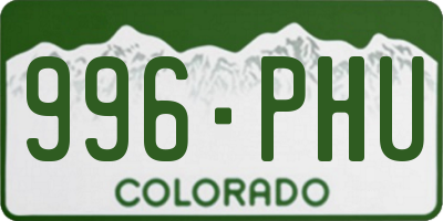 CO license plate 996PHU