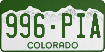 CO license plate 996PIA