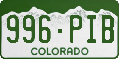 CO license plate 996PIB