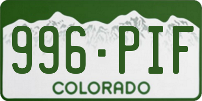 CO license plate 996PIF