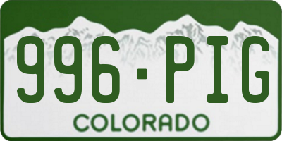 CO license plate 996PIG