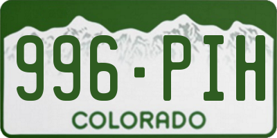 CO license plate 996PIH