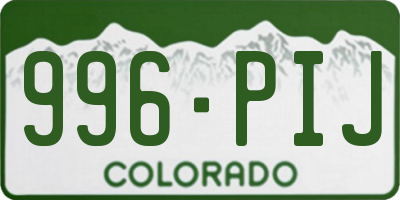CO license plate 996PIJ