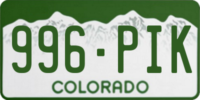 CO license plate 996PIK