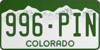 CO license plate 996PIN